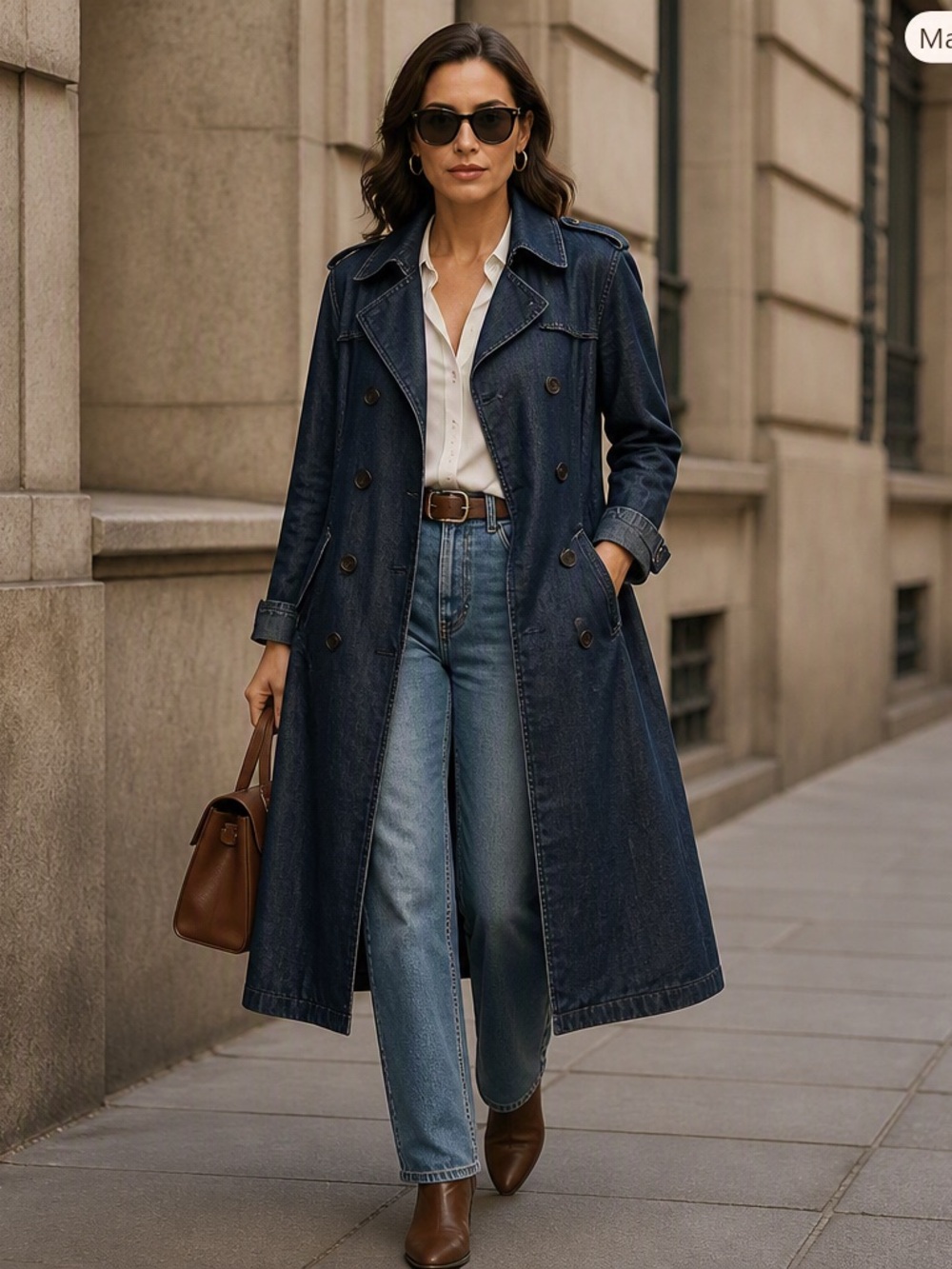 Robert Talbott Dark Denim Double-Breasted Trench Coat